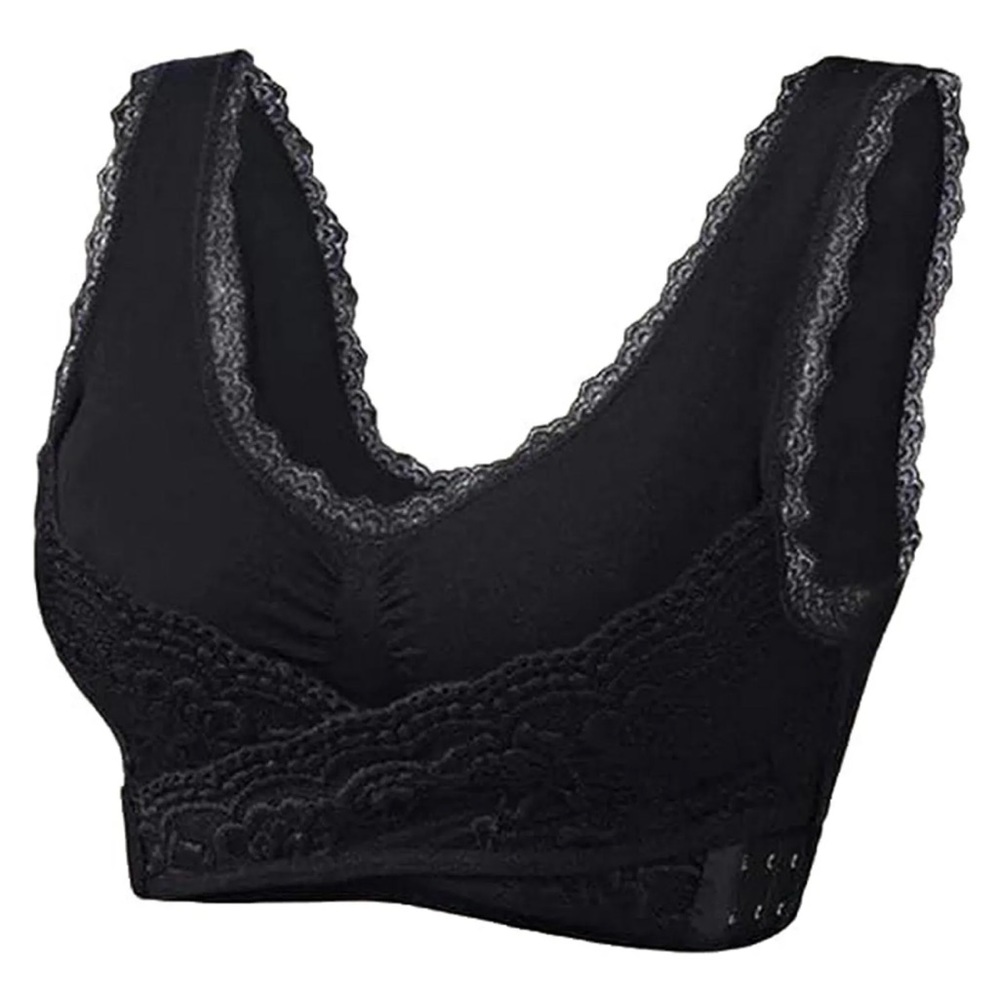 Brand new Black Kendally Comfy Corset Frontal Cross Sides Buckle Nylon Lace Bra.